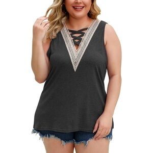 Women’s Dark Gray Casual Lace Tank Top
